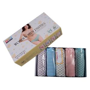 여성 아로니아 고급 면스판 미디 삼각 팬티 5매입