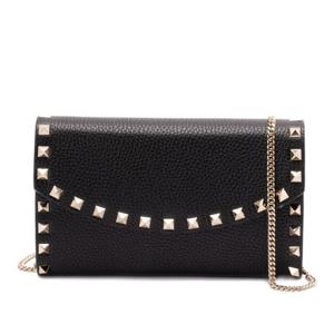 발렌티노 락스터드 가죽 체인 장지갑 WP0AR6 VSH0NO