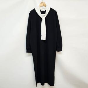 샵앤) 국산 여성 데일리 타이배색 임부 롱원피스 LL-WDR-4851-블랙