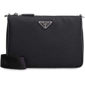 25 FW 프라다 블랙 로고 플라크 트라이앵글 지퍼 메신저백 2VH113VXOP2DMH