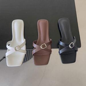 [짝꿍닷컴] 레트로 크로스 버클 베이직 샌들 뮬 RJ-k724