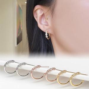 [잇백잇슈] 925실버 글램 플라워 큐빅 하프링 귀걸이