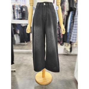 밸리걸 세이브존01 가을 블랙 워싱 베이직 와이드 데님 팬츠 610100