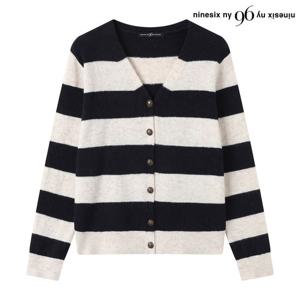 [나인식스뉴욕(영캐릭터)]배색 스트라이프 브이넥 가디건 (NP3CK026L0)