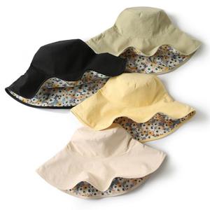 여성모자 키밍 여성 플라워 양면 벙거지 모자 자외선차단 여행