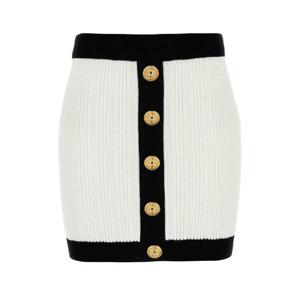 BALMAIN White viscose blend mini skirt FF1LB039KI64 GAB
