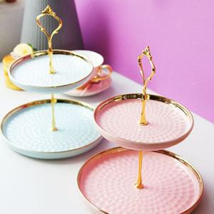 파스텔 샤론 골드 2단 케이크스탠드 파티플레이트