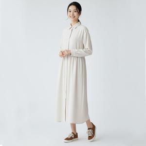 샵앤) 여성 카라넥 루즈핏 빅사이즈 셔츠 롱원피스 NTT-WDR-20803-베이지
