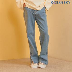 [오션스카이]여아 반밴딩 트임 데님 팬츠-AEJG2353B0D