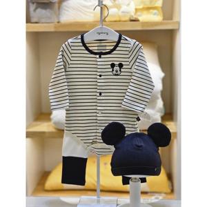 아가방 세이브존02 블랙 스트라이프 바디수트상하세트(모자) 02s817514