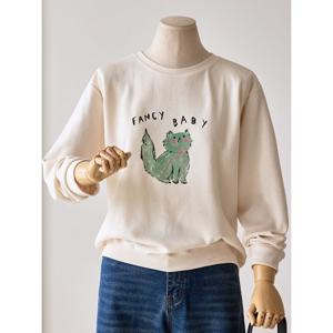 [커스텀에이블]퍼니캣 맨투맨 티셔츠_T2510TS136C