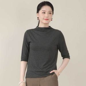 [애비뉴투지]베이직 하이넥 레이온 봄 초가을 7부 티셔츠 A10525