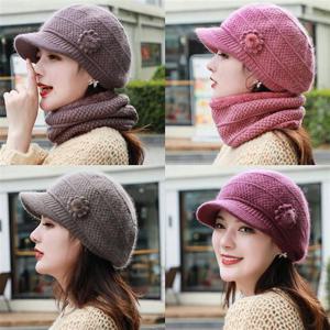 니트 앙고라꽃 모자 넥워머 세트 S1459 빵모자