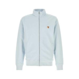 메종키츠네 남성 연하늘 Light 면 짚업 스웨트셔츠 OM02134KM0001 0072