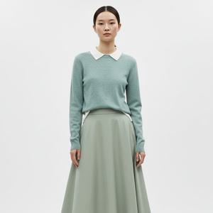 샵앤) 여성 배색 카라넥 레이어드 디자인 긴팔 니트 티셔츠 BOM-WKN-20831-민트