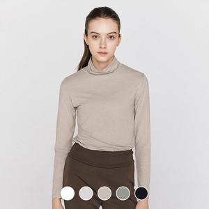 [지오다노]여자 겨울 슬림핏 터틀넥 기모 스판 저지 긴팔 티셔츠 325921