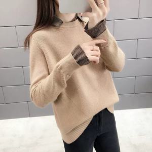 [올리비에스클로젯]체크 카라 루즈핏 니트_O2509KN611C