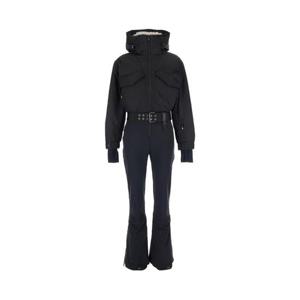 MONCLER GRENOBLE Black Ski Suit with Adjustable Waist Belt and Logo Patch on the Sleeve in Tech Fabric Woman 2G00006M7340999