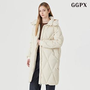 GGPX 다이아 퀼팅 후드 투웨이 집업 롱 패딩 점퍼 (GODJJ034D)