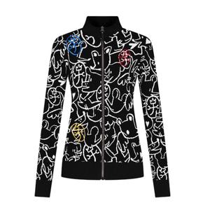 [까스텔바작]여성 캐릭터 로고 자카드 집업 가디건 BGEFSJ504BK