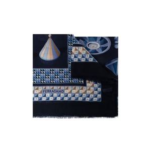 25 FW 페라가모 그래픽 프린트 퓨어 캐시미어 프레이드 엣지 스카프 320977