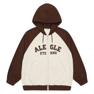 [에꼴리에][가을]루즈핏 배색 라글란 후드 점퍼 25C0151