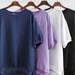 [엄지척]306P552S 빅사이즈 트임 의류 언발 반팔티 무지_1959841