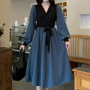 여성 부드러운 소재 A라인 가을 롱 원피스 OPC016