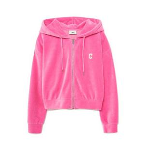 MLB바람막이 PQJ 3FTRB0636-45PKS 여성 베이직 벨벳 크롭 후드 집업 클리블랜드 가디언스