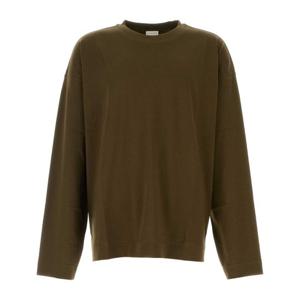 드리스반노튼 크루넥 올리브 그린 코튼 티셔츠 2510211121603 6