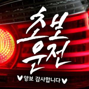 초보운전 캘리텐션 초보자동차스티커 화이트