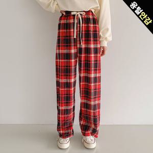 [올리비에스클로젯] 기모 빈티지 체크 트레이닝팬츠_O2511PT111D