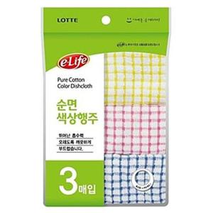 고급행주 롯데 이라이프 색상 행주 3p 면행주 걸레 주방행주 물수건
