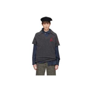 25 FW 비비안웨스트우드 남성 그레이 로고 스웨터 베스트 252314M206001