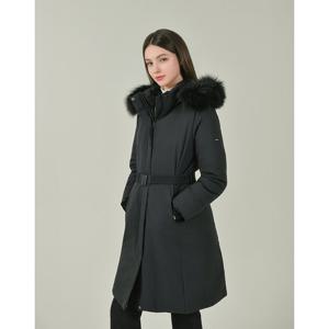 헤지스 골프 여성 25FW 블랙 여성 폭스 퍼 롱 다운 코트 HWJU5D812BK