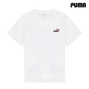 푸마 에센셜 클래식 포인트컬러 스몰 로고 반팔 티셔츠 화이트 684717-02