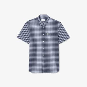 라코스테 공식 남성 반팔 체크 셔츠 CH0744-55G QRN