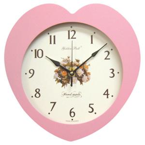 골든벨 GB4352 러블리 하트 무소음 플라워 벽시계 핑크 제조한국