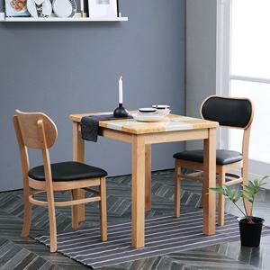 베스트리빙 캘빈 버터가죽 2인용 화강암 대리석 식탁 테이블 세트/의자2개