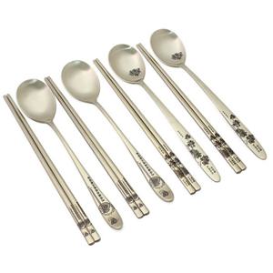 [박씨상방] (2벌)티타늄 금장 레이저 수저세트BSF(명심보감,매화