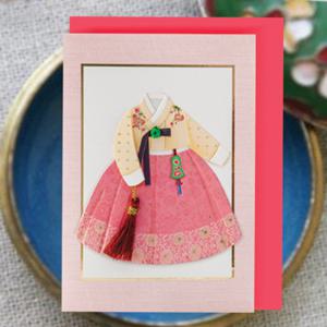 연하장/축하카드/감사카드 노랑자수 한복카드 FT216-11