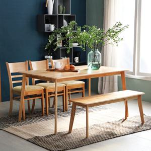 베스트리빙 캔버라 캘빈 6인(1500) 원목 카페 인테리어 식탁 세트/캔버라벤치형