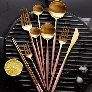 [우와몰] 모던 스테인레스 커트러리_골드핑크