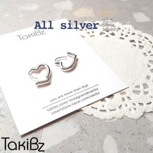 [타키비즈] 92.5 silver 하트 원터치 귀걸이
