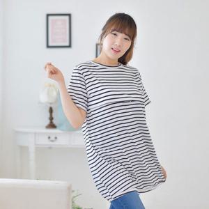 반팔)니콜단가라수유티- 빅사이즈 외출 수유복 롱티