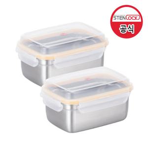 스텐락 1+1 뉴큐브 직사각6호 1000ml 스텐 반찬통 밀폐용기