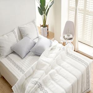 솔리드시어서커여름이불 메이 이불패드베개커버Q풀세트화이트