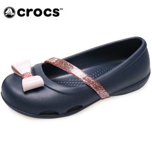크록스 키즈 리나 참 플랫 K(205529-410)_네이비