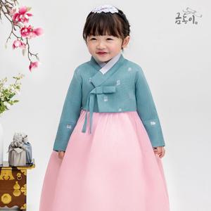 [금동이한복]여비취은박 아동한복 여아한복