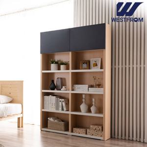 웨스트프롬 모던와플 5단 책장 120cm 네이비 도어형 내추럴콤비